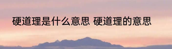 硬道理是什么意思 硬道理的意思