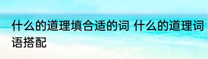 什么的道理填合适的词 什么的道理词语搭配