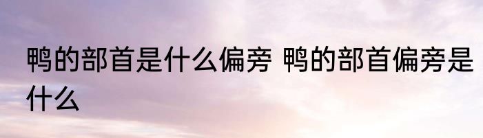 鸭的部首是什么偏旁 鸭的部首偏旁是什么
