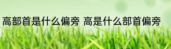 高部首是什么偏旁 高是什么部首偏旁