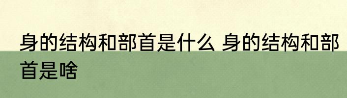 身的结构和部首是什么 身的结构和部首是啥