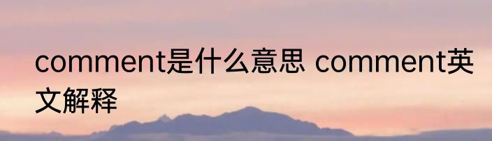 comment是什么意思 comment英文解释