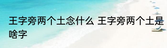 王字旁两个土念什么 王字旁两个土是啥字