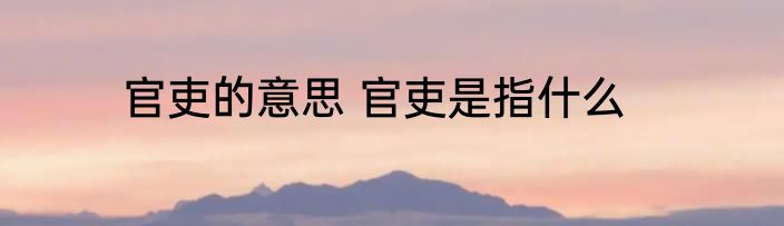 官吏的意思 官吏是指什么