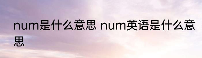 num是什么意思 num英语是什么意思