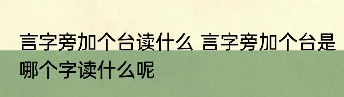 言字旁加个台读什么 言字旁加个台是哪个字读什么呢