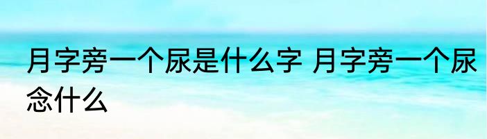 月字旁一个尿是什么字 月字旁一个尿念什么