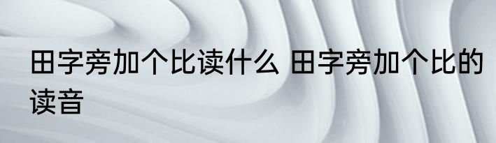 田字旁加个比读什么 田字旁加个比的读音