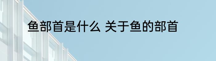 鱼部首是什么 关于鱼的部首