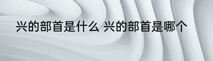 兴的部首是什么 兴的部首是哪个