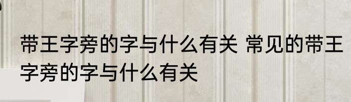 带王字旁的字与什么有关 常见的带王字旁的字与什么有关