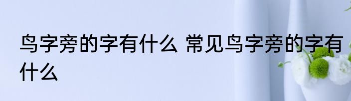 鸟字旁的字有什么 常见鸟字旁的字有什么