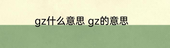 gz什么意思 gz的意思