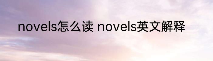 novels怎么读 novels英文解释
