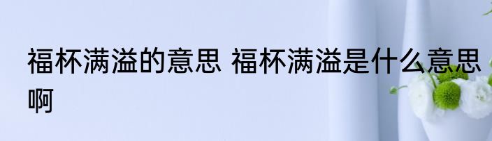 福杯满溢的意思 福杯满溢是什么意思啊