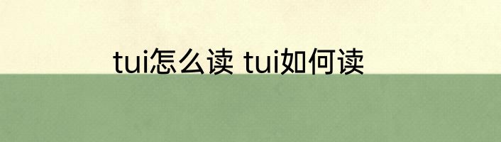 tui怎么读 tui如何读