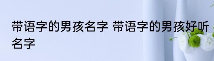 带语字的男孩名字 带语字的男孩好听名字