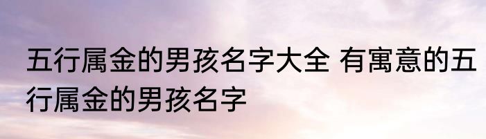 五行属金的男孩名字大全 有寓意的五行属金的男孩名字