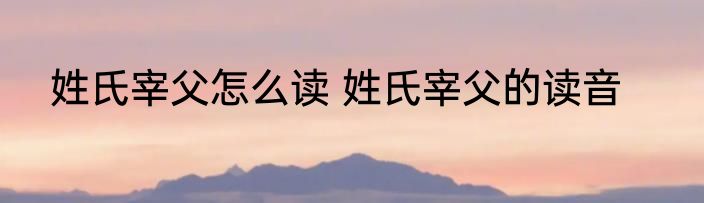 姓氏宰父怎么读 姓氏宰父的读音