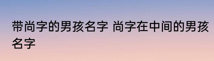 带尚字的男孩名字 尚字在中间的男孩名字