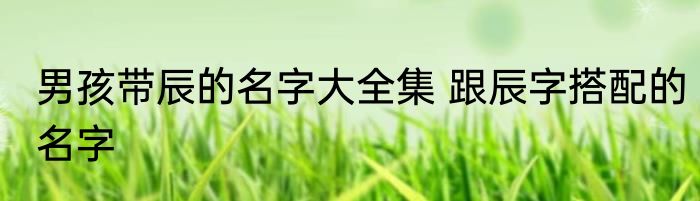 男孩带辰的名字大全集 跟辰字搭配的名字