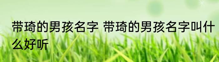 带琦的男孩名字 带琦的男孩名字叫什么好听