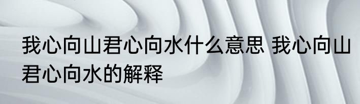 我心向山君心向水什么意思 我心向山君心向水的解释