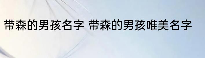 带森的男孩名字 带森的男孩唯美名字