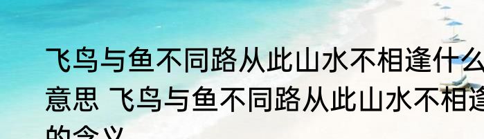 飞鸟与鱼不同路从此山水不相逢什么意思 飞鸟与鱼不同路从此山水不相逢的含义