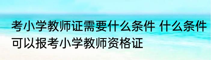 考小学教师证需要什么条件 什么条件可以报考小学教师资格证