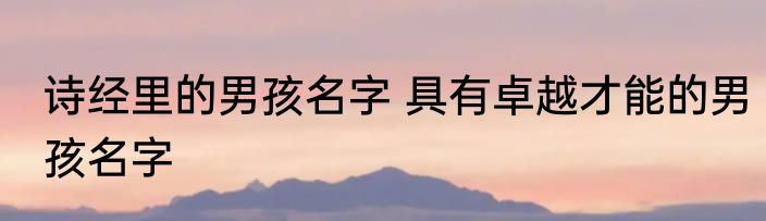 诗经里的男孩名字 具有卓越才能的男孩名字