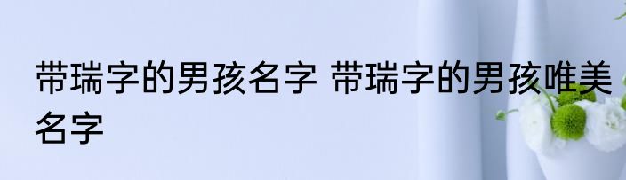 带瑞字的男孩名字 带瑞字的男孩唯美名字