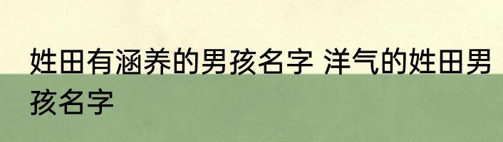 姓田有涵养的男孩名字 洋气的姓田男孩名字
