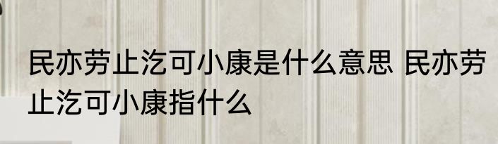 民亦劳止汔可小康是什么意思 民亦劳止汔可小康指什么