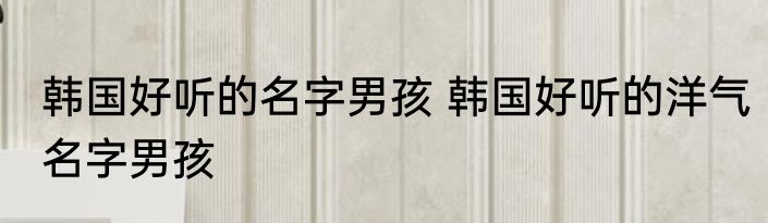韩国好听的名字男孩 韩国好听的洋气名字男孩
