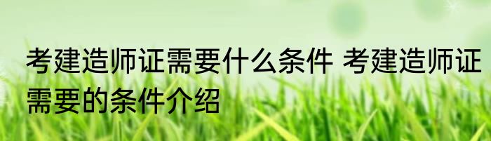 考建造师证需要什么条件 考建造师证需要的条件介绍