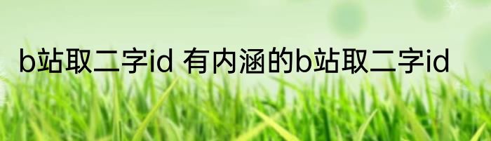 b站取二字id 有内涵的b站取二字id