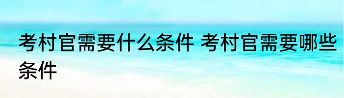 考村官需要什么条件 考村官需要哪些条件
