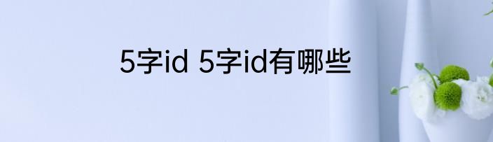 5字id 5字id有哪些