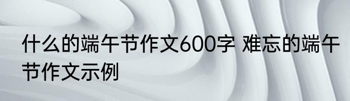 什么的端午节作文600字 难忘的端午节作文示例