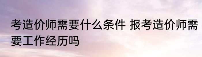 考造价师需要什么条件 报考造价师需要工作经历吗
