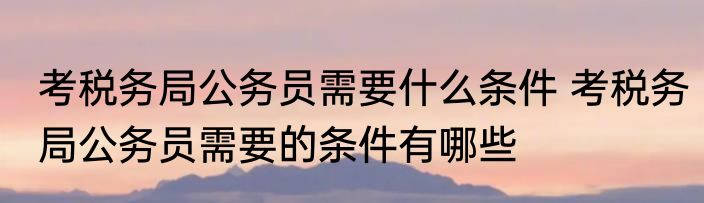 考税务局公务员需要什么条件 考税务局公务员需要的条件有哪些