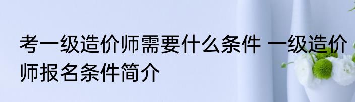 考一级造价师需要什么条件 一级造价师报名条件简介