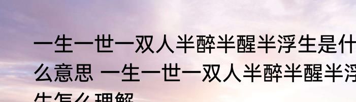 一生一世一双人半醉半醒半浮生是什么意思 一生一世一双人半醉半醒半浮生怎么理解