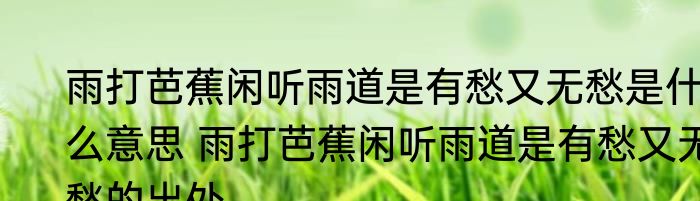 雨打芭蕉闲听雨道是有愁又无愁是什么意思 雨打芭蕉闲听雨道是有愁又无愁的出处