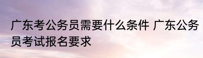 广东考公务员需要什么条件 广东公务员考试报名要求