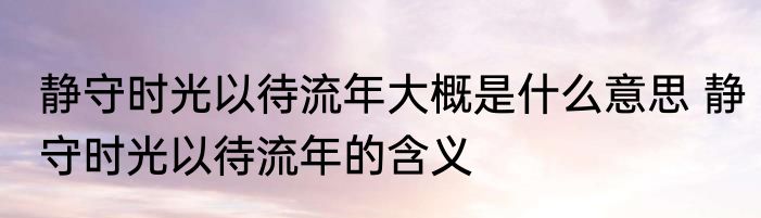 静守时光以待流年大概是什么意思 静守时光以待流年的含义