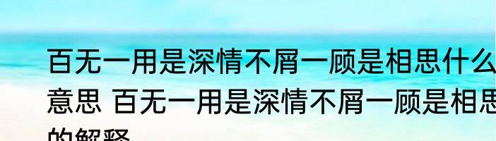 百无一用是深情不屑一顾是相思什么意思 百无一用是深情不屑一顾是相思的解释