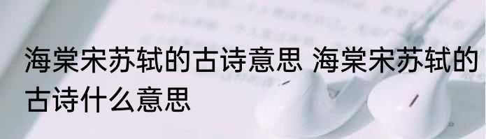 海棠宋苏轼的古诗意思 海棠宋苏轼的古诗什么意思