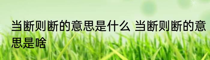 当断则断的意思是什么 当断则断的意思是啥